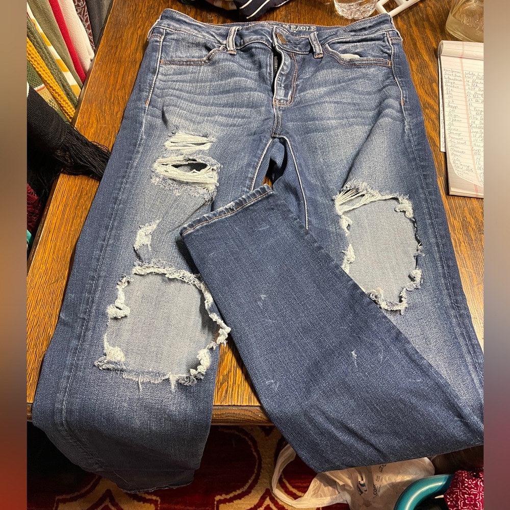Distressed jeans super stretch 10 long